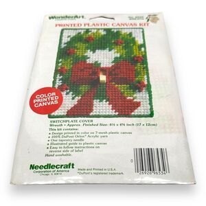 Vintage WonderArt 6534 Needlecrafts Kit Switchplate Cover Christmas Wreath